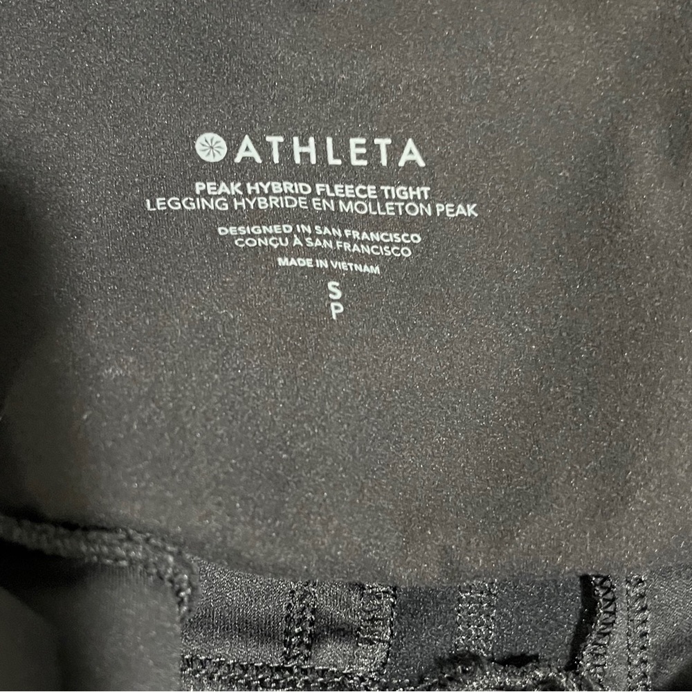 Athleta Peak Hybrid Fleece Tight Pants Black Size Small Cold Weather - Picture 8 of 10